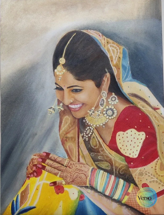 Dulhan 24 x 18 cm / Oil / Unframed, shipped in a roll