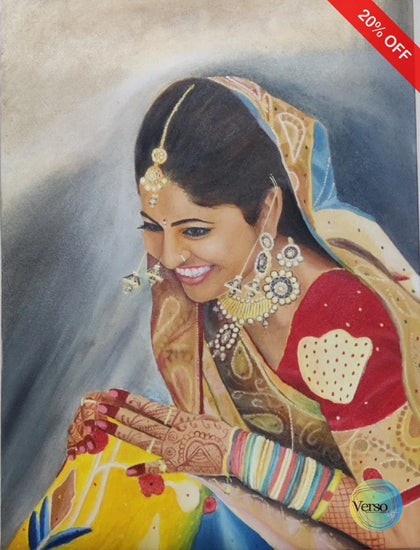 Dulhan 24 x 18 cm / Oil / Unframed, shipped in a roll