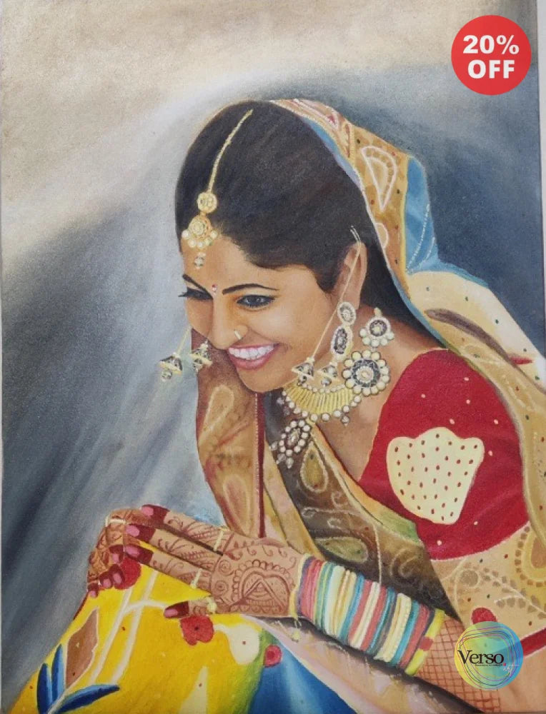 Dulhan 24 x 18 cm / Oil / Unframed, shipped in a roll