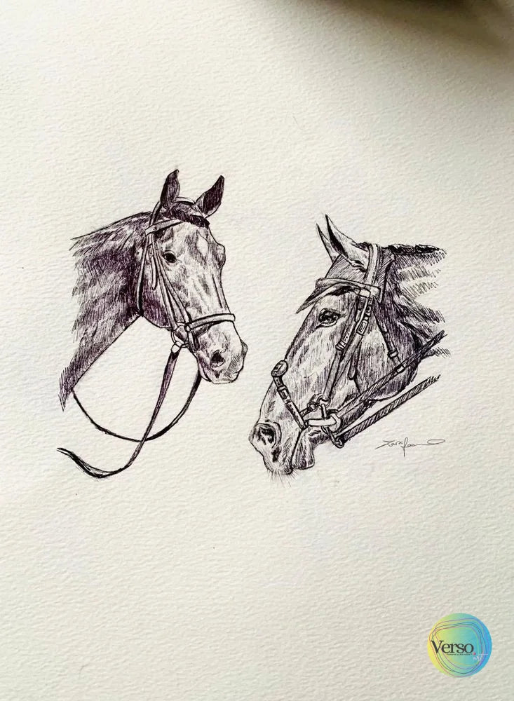 Equine -04 8 x 11 inch / Pen / Unframed, shipped in a roll