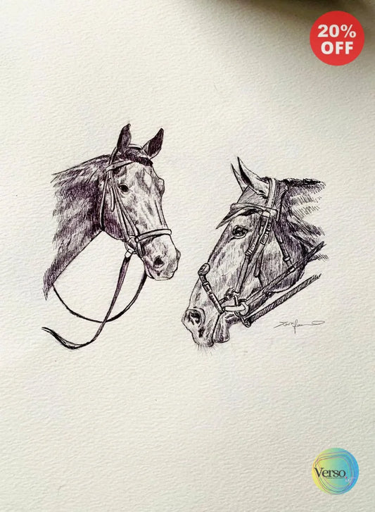 Equine -04 8 x 11 inch / Pen / Unframed, shipped in a roll