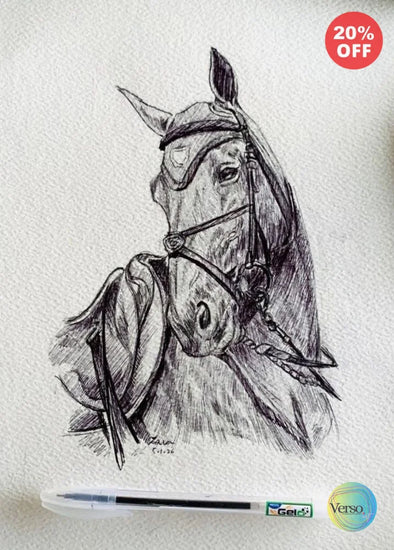 Equine-05 8 x 11 inch / Pen / Unframed, shipped in a roll