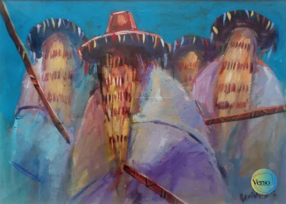 Eyo in Town 24.5 x 20 cm / Oil / Framed, shipped flat