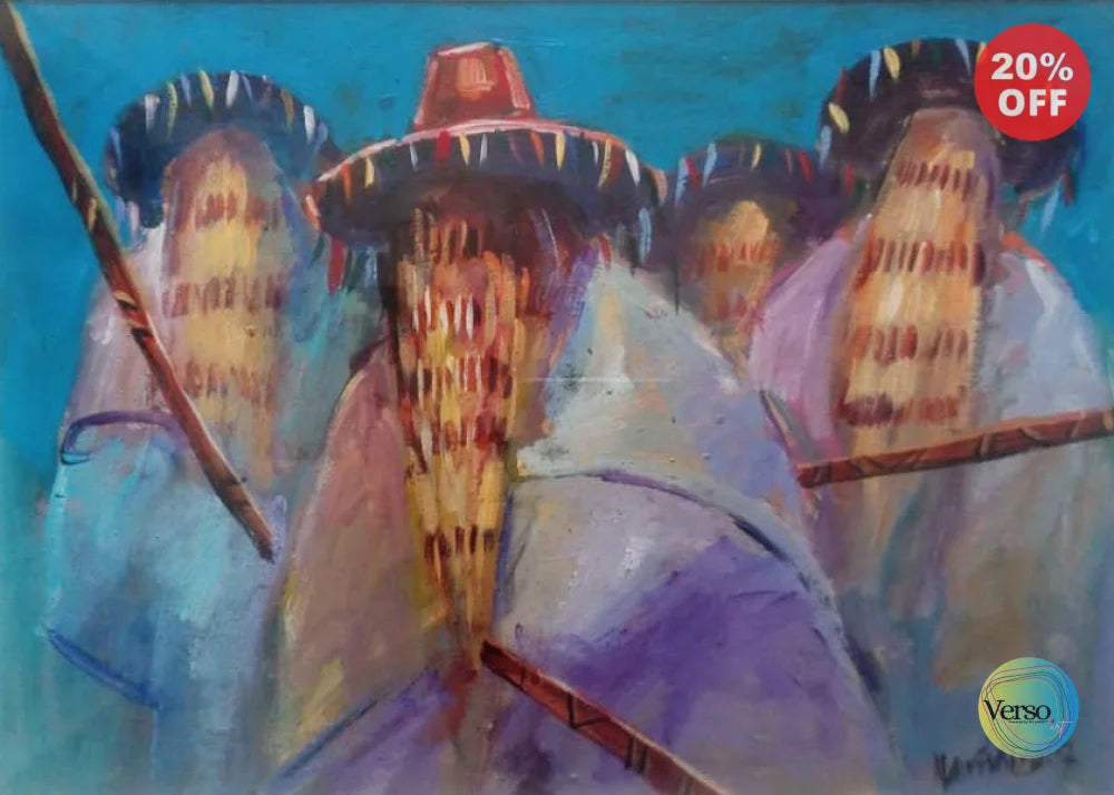 Eyo in Town 24.5 x 20 cm / Oil / Framed, shipped flat