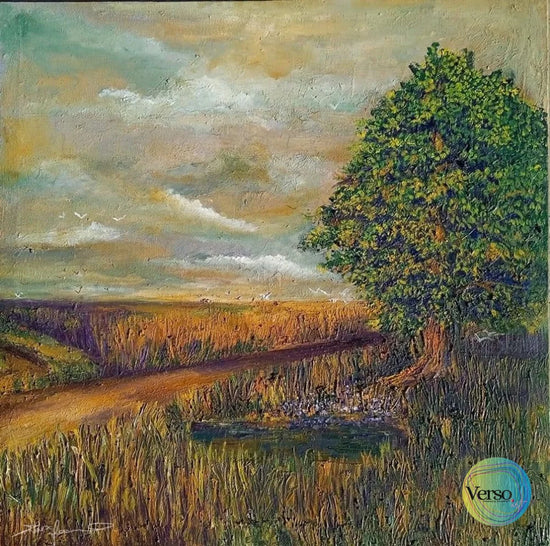 Fields of Punjab 24 x 24 inch / Oil / Unframed, shipped in a roll