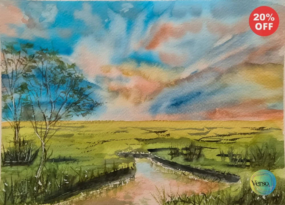 Flat Land 30.5 x 22.9 cm / Watercolor / Unframed, shipped in roll