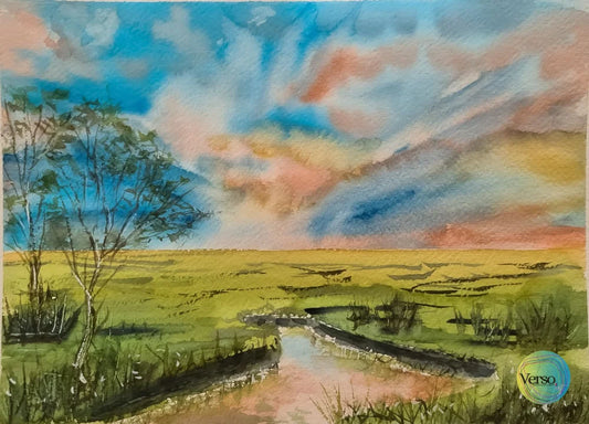 Flat Land 30.5 x 22.9 cm / Watercolor / Unframed, shipped in roll