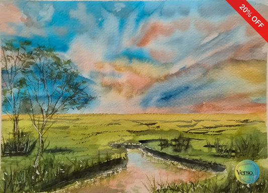 Flat Land 30.5 x 22.9 cm / Watercolor / Unframed, shipped in roll