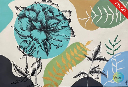 Floral Work 60 x 75 cm / Acrylic / Unframed, shipped in a roll