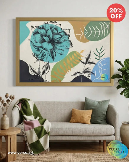 Floral Work - 60 x 75 cm / Acrylic / Unframed, shipped in a roll