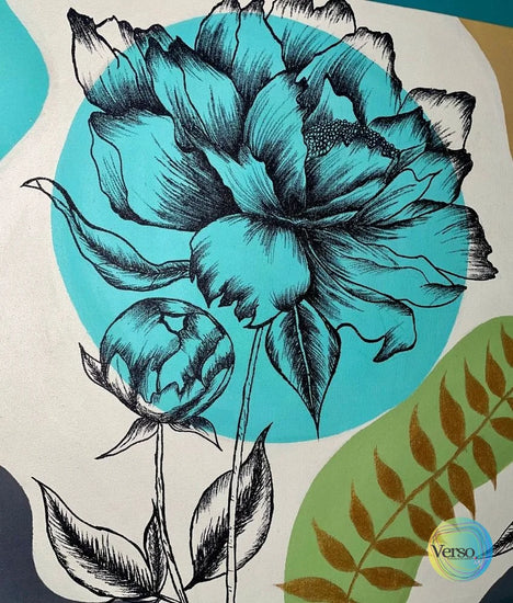 Floral Work 60 x 75 cm / Acrylic / Unframed, shipped in a roll