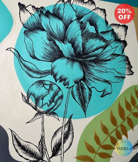 Floral Work 60 x 75 cm / Acrylic / Unframed, shipped in a roll