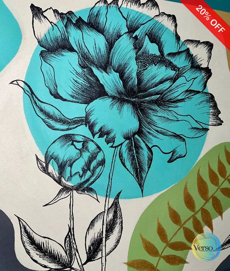 Floral Work 60 x 75 cm / Acrylic / Unframed, shipped in a roll