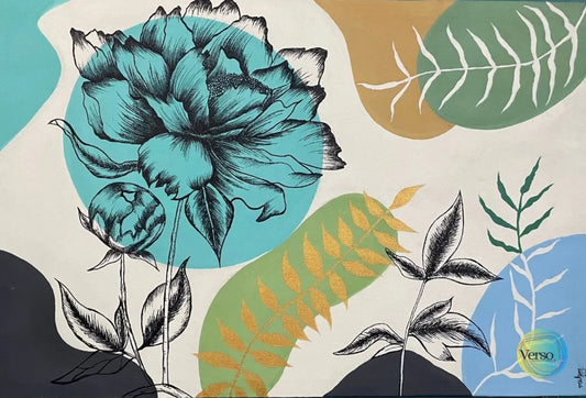 Floral Work 60 x 75 cm / Acrylic / Unframed, shipped in a roll