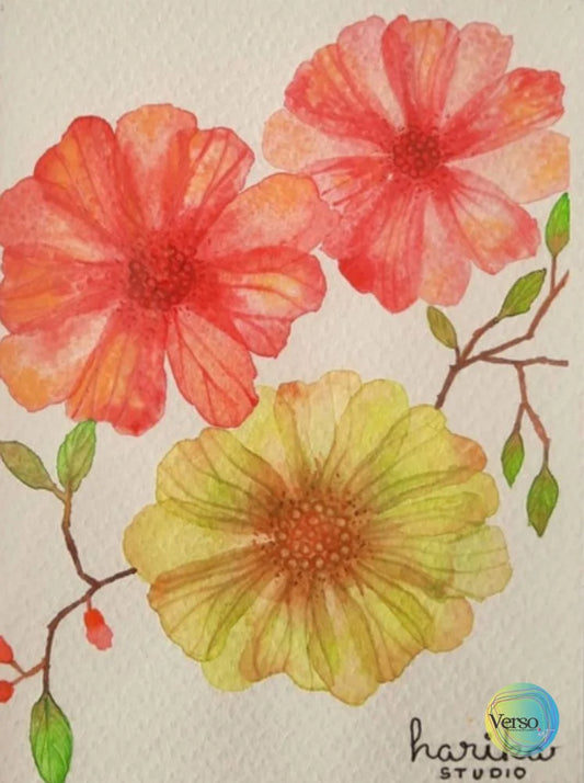 Flores de mi jardin 15 x 20 cm / Watercolor / Unframed, shipped in roll
