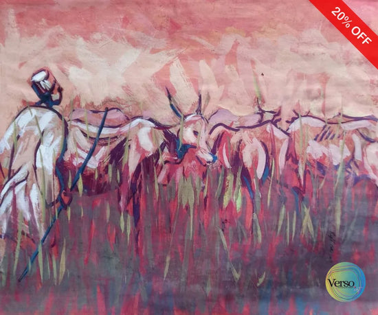 Fulani Herder 21.5 x 18 cm / Oil / Unframed, shipped in roll