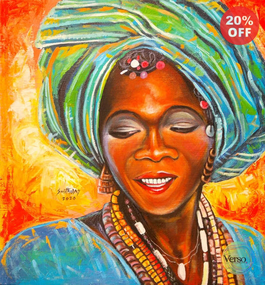 Gele Headscarf 30 x 27 inch / Acrylic / Unframed, shipped in a roll