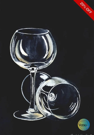 Glasses 19 x 27 cm / Watercolor / Unframed, shipped in a roll