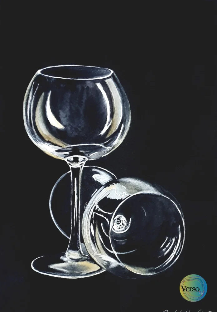 Glasses 19 x 27 cm / Watercolor / Unframed, shipped in a roll