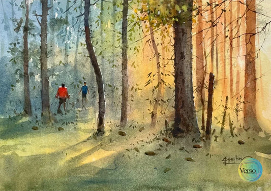 Golden Trails 34 x 24 cm / Watercolor / Unframed, shipped in a roll