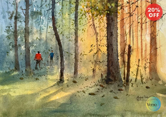 Golden Trails 34 x 24 cm / Watercolor / Unframed, shipped in a roll