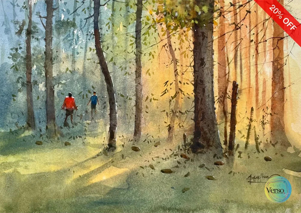 Golden Trails 34 x 24 cm / Watercolor / Unframed, shipped in a roll