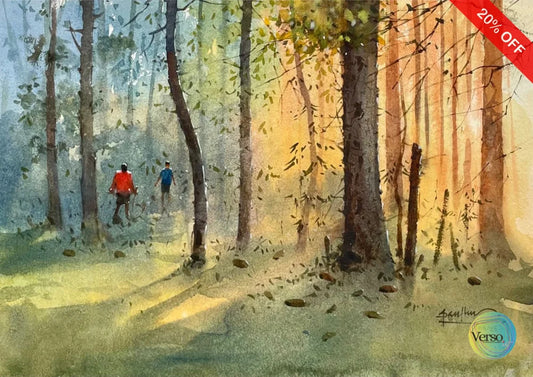 Golden Trails 34 x 24 cm / Watercolor / Unframed, shipped in a roll