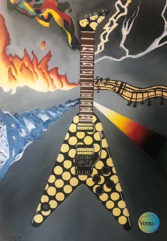 Guitar solo 50 x 70 cm / Oil / Unframed, shipped in a box