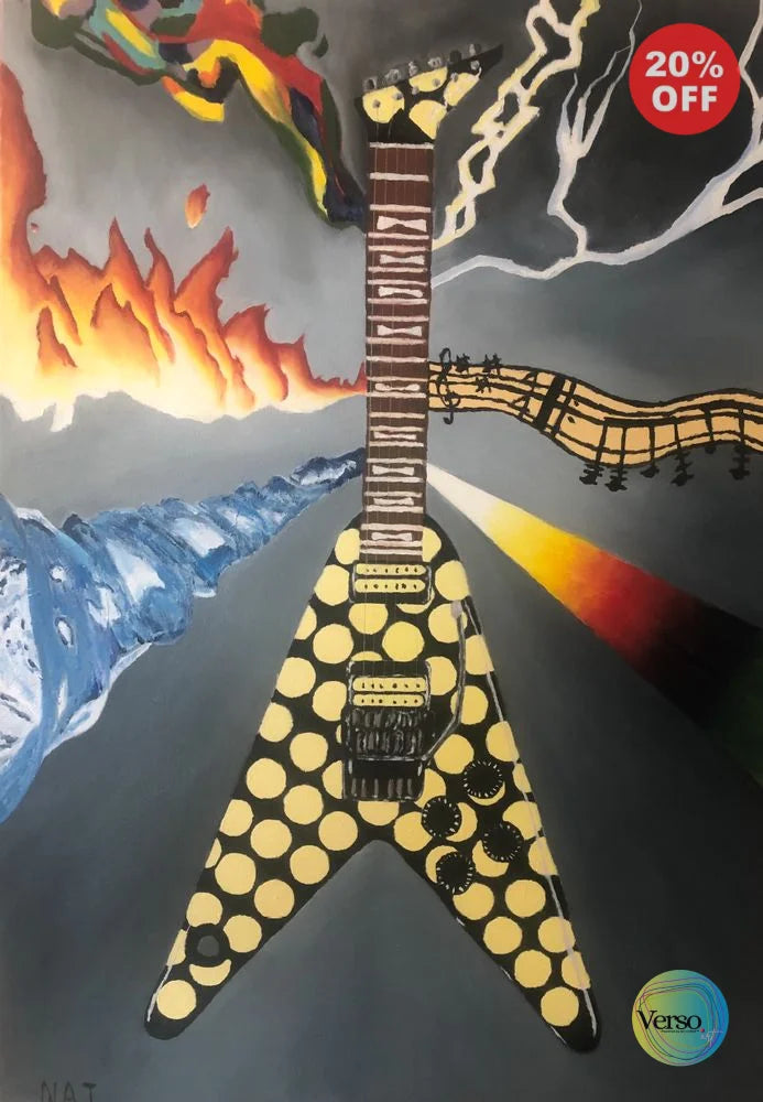 Guitar solo 50 x 70 cm / Oil / Unframed, shipped in a box