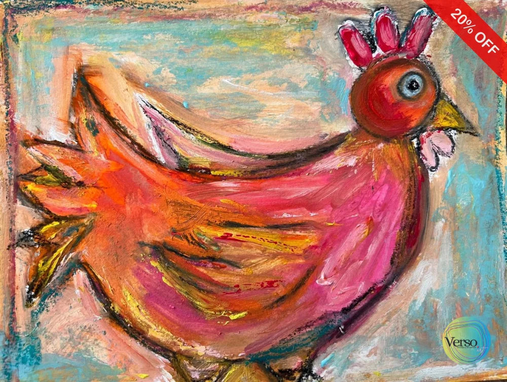 Happy Hen 20 x 15 cm / Acrylic / Unframed, shipped in a roll
