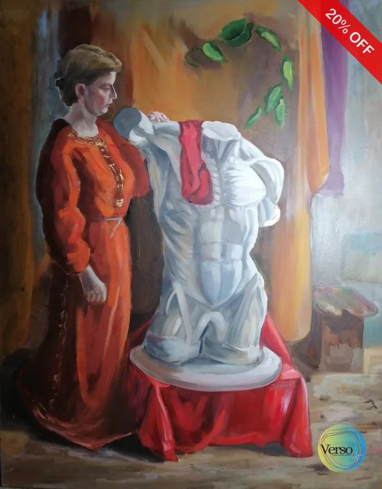 In the workshop 80 x 100 cm / Oil / Unframed, shipped in a roll