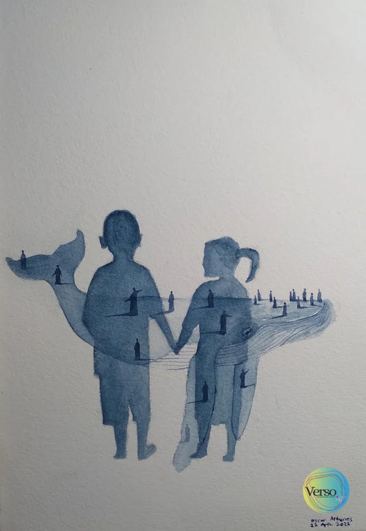 Kakak Beradik (Brother and Sister) 23 x 17 cm / Watercolor / Unframed, shipped in roll