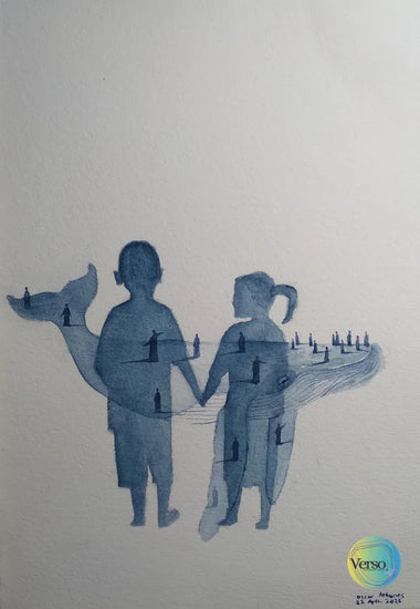 Kakak Beradik (Brother and Sister) 23 x 17 cm / Watercolor / Unframed, shipped in roll