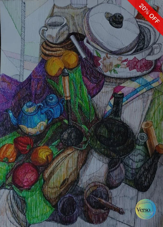 Kitchen Knee 24.5 x 34.2 cm / Pen & Ink / Unframed, shipped in roll