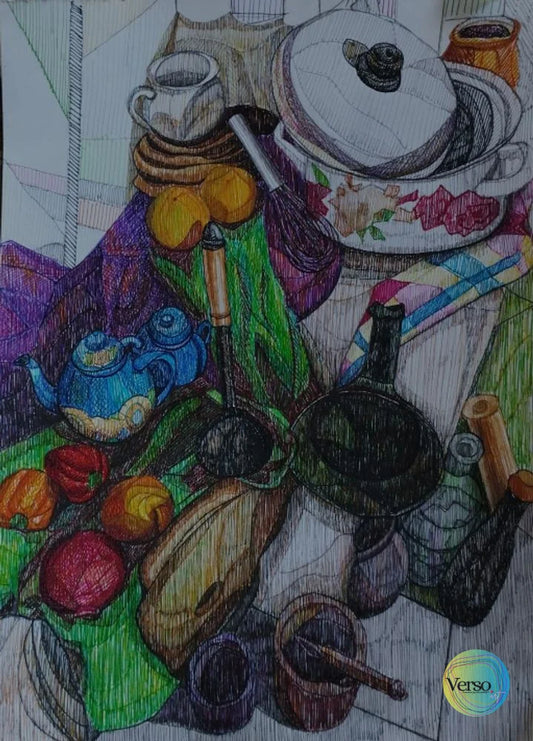 Kitchen Knee 24.5 x 34.2 cm / Pen & Ink / Unframed, shipped in roll