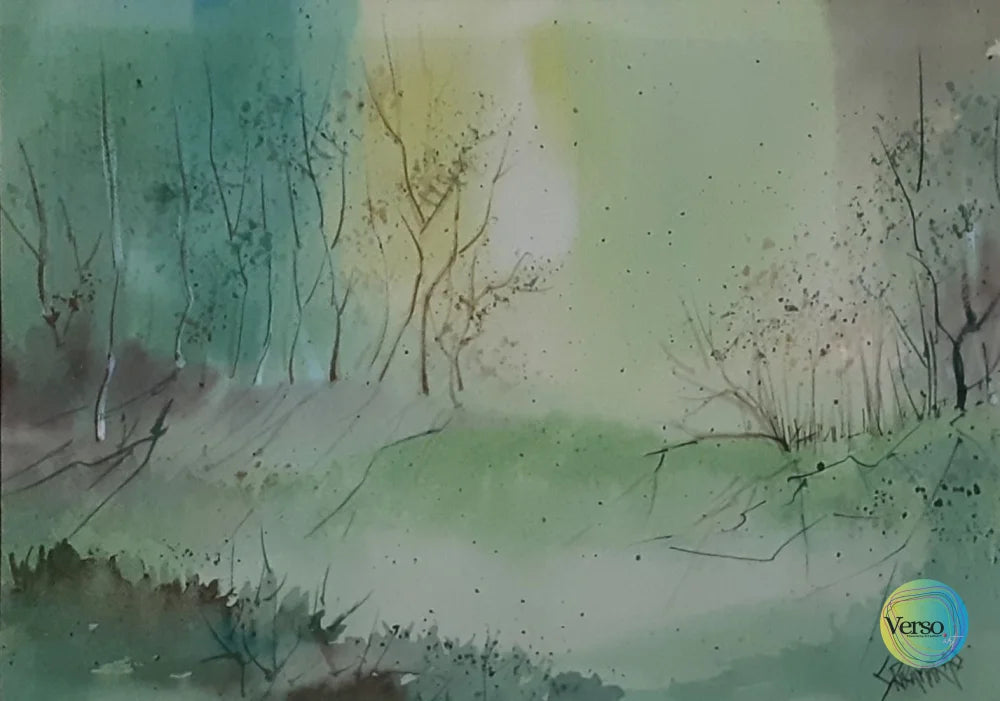 Landscape 15 14 x 10 cm / Watercolor / Unframed, shipped in a roll