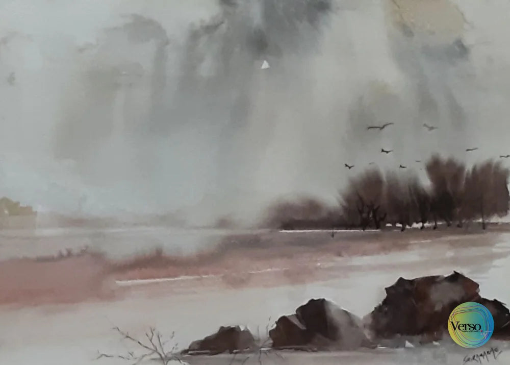 Landscape 16 14 x 10 cm / Watercolor / Unframed, shipped in a roll