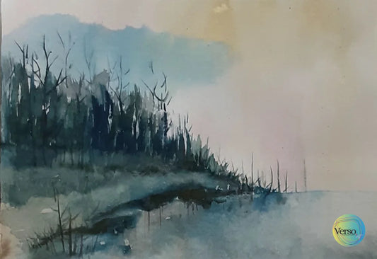 Landscape 2 14 x 10 cm / Watercolor / Unframed, shipped in a roll