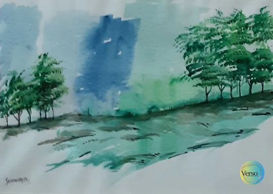 Landscape 3 14 x 10 cm / Watercolor / Unframed, shipped in a roll