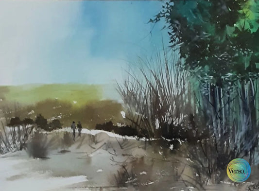 Landscape 8 14 x 10 cm / Watercolor / Unframed, shipped in a roll