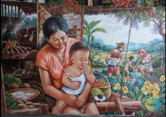 Mag-ina sa Probinsya 23 x 36 cm / Oil / Unframed, shipped in a roll