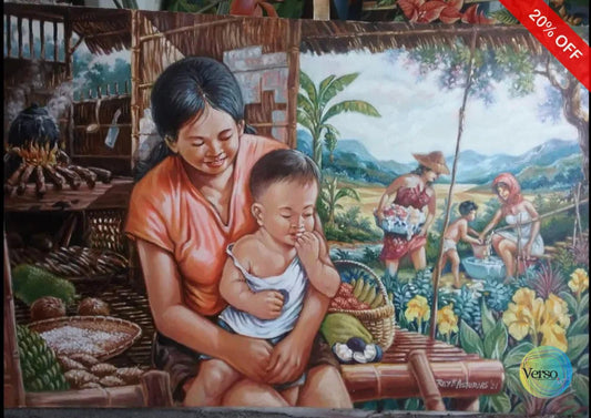 Mag-ina sa Probinsya 23 x 36 cm / Oil / Unframed, shipped in a roll