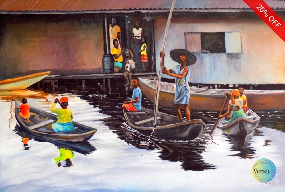 Makoko Ilaje Riverine 48 x 33 cm / Acrylic / Unframed, shipped in a roll