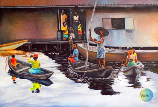 Makoko Ilaje Riverine 48 x 33 cm / Acrylic / Unframed, shipped in a roll