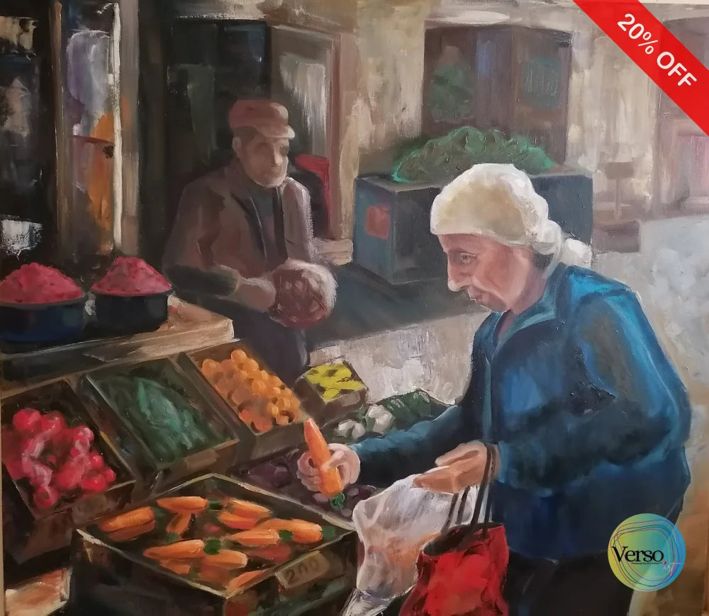 Market 80 x 70 cm / Oil / Unframed, shipped in a roll