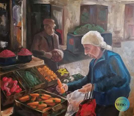 Market - 80 x 70 cm / Oil / Unframed, shipped in a roll