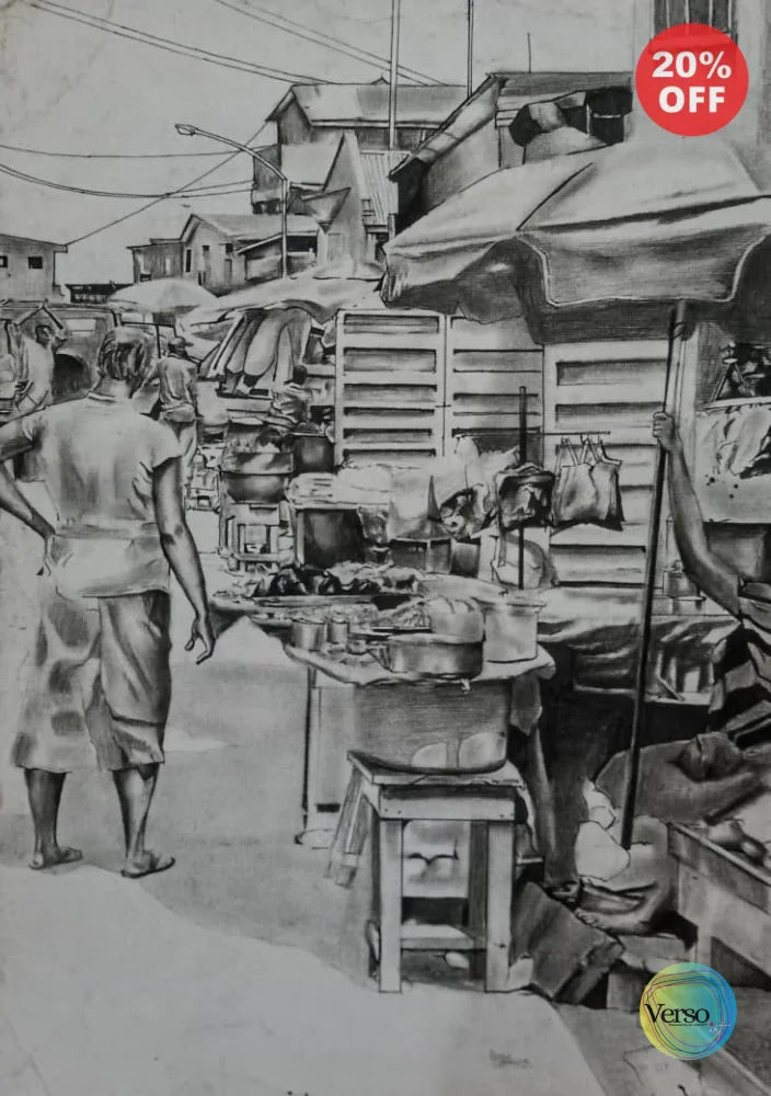Market Scene 0ne 12.5 x 17.5 cm / Charcoal / Unframed, shipped in roll