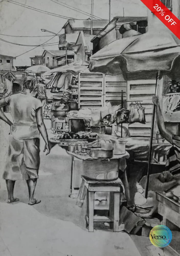 Market Scene 0ne 12.5 x 17.5 cm / Charcoal / Unframed, shipped in roll
