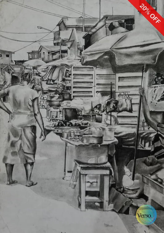 Market Scene 0ne 12.5 x 17.5 cm / Charcoal / Unframed, shipped in roll