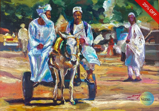 Men on cart 70 x 50 cm / Oil / Unframed, shipped in a roll